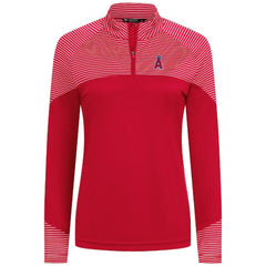 Los Angeles Angels Levelwear Women's Classic Stripes Insignia 2.0 Raglan Quarter-Zip Top - Red Tops