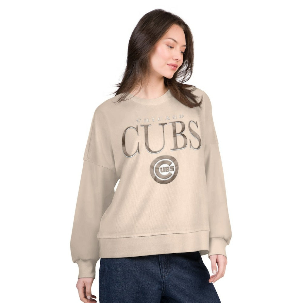 Chicago Cubs G-III 4Her by Carl Banks Women's Oversized Vet II Sweatshirt - Sand Sweatshirts