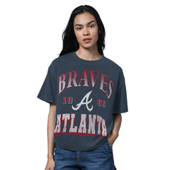 Atlanta Braves Starter Women's Oversized Hall of Fame T-Shirt - Heather Navy T-shirts