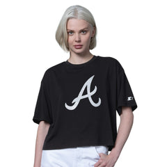 Atlanta Braves Starter Women's Holy Grail Boxy Cropped T-Shirt - Black T-shirts