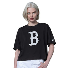 Boston Red Sox Starter Women's Holy Grail Boxy Cropped T-Shirt - Black T-shirts