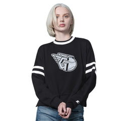 Cleveland Guardians Starter Women's Rally Cropped Drop Shoulder Crewneck Sweatshirt - Black Sweatshirts