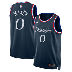 Tyrese Maxey Philadelphia 76ers Unisex 2025/26 Swingman Jersey Navy City Edition - Nike