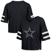 Dallas Cowboys '47 Women's Premier Scout Cropped V-Neck T-Shirt - Navy T-shirts