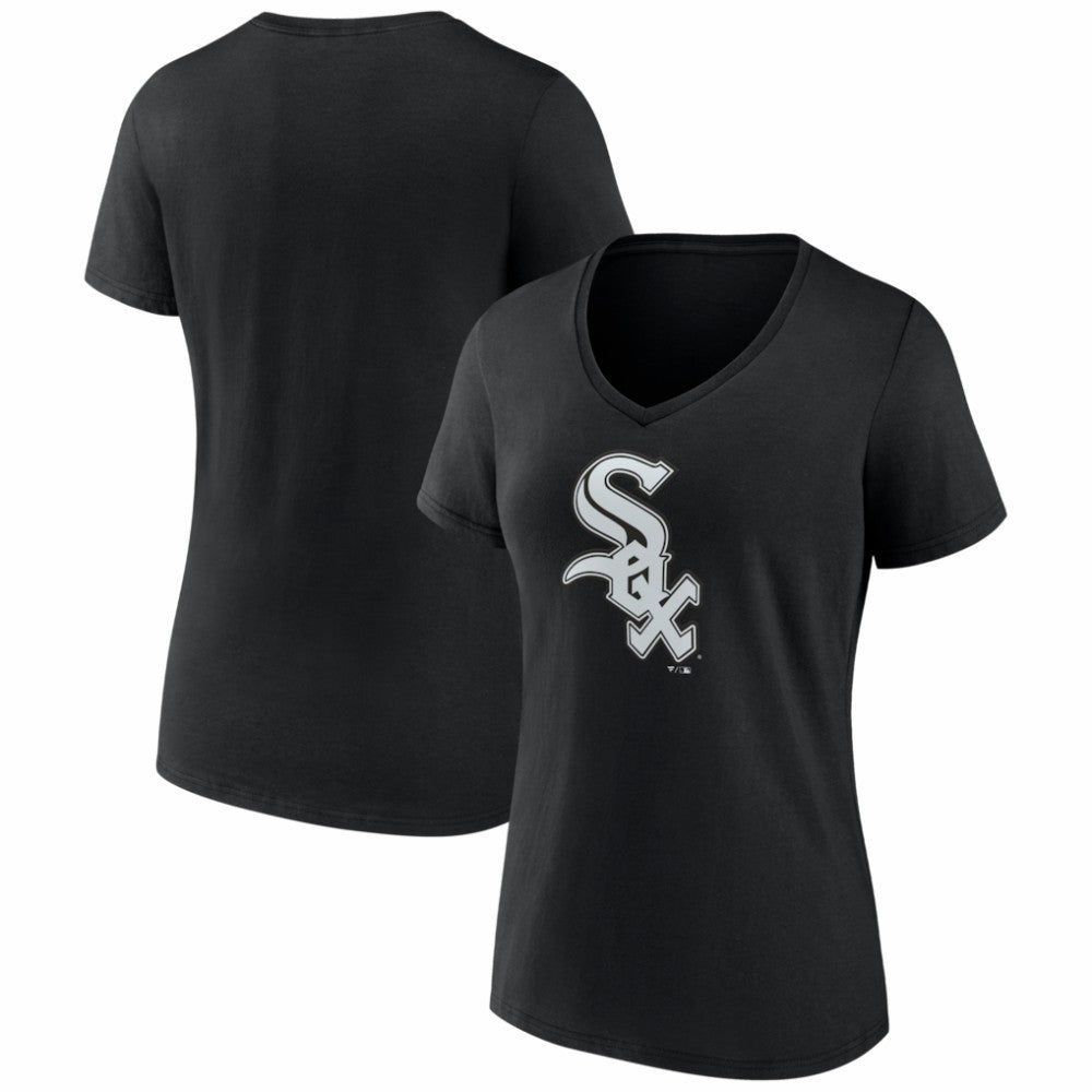 Chicago White Sox Women's Logo V-Neck T-Shirt - Black T-shirts