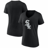 Chicago White Sox Women's Logo V-Neck T-Shirt - Black T-shirts