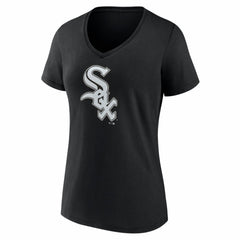 Chicago White Sox Women's Logo V-Neck T-Shirt - Black T-shirts