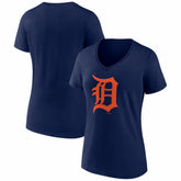 Detroit Tigers Women's Logo V-Neck T-Shirt - Navy T-shirts