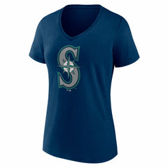 Seattle Mariners Women's Logo V-Neck T-Shirt - Navy T-shirts