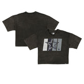 Dallas Cowboys New Era Women's Boxy Cropped Sport Night Mineral Wash T-Shirt - Black T-shirts