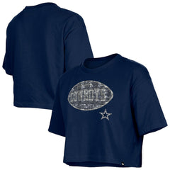 Dallas Cowboys New Era Girl's Flip Sequin Boxy T-Shirt - Navy T-shirts