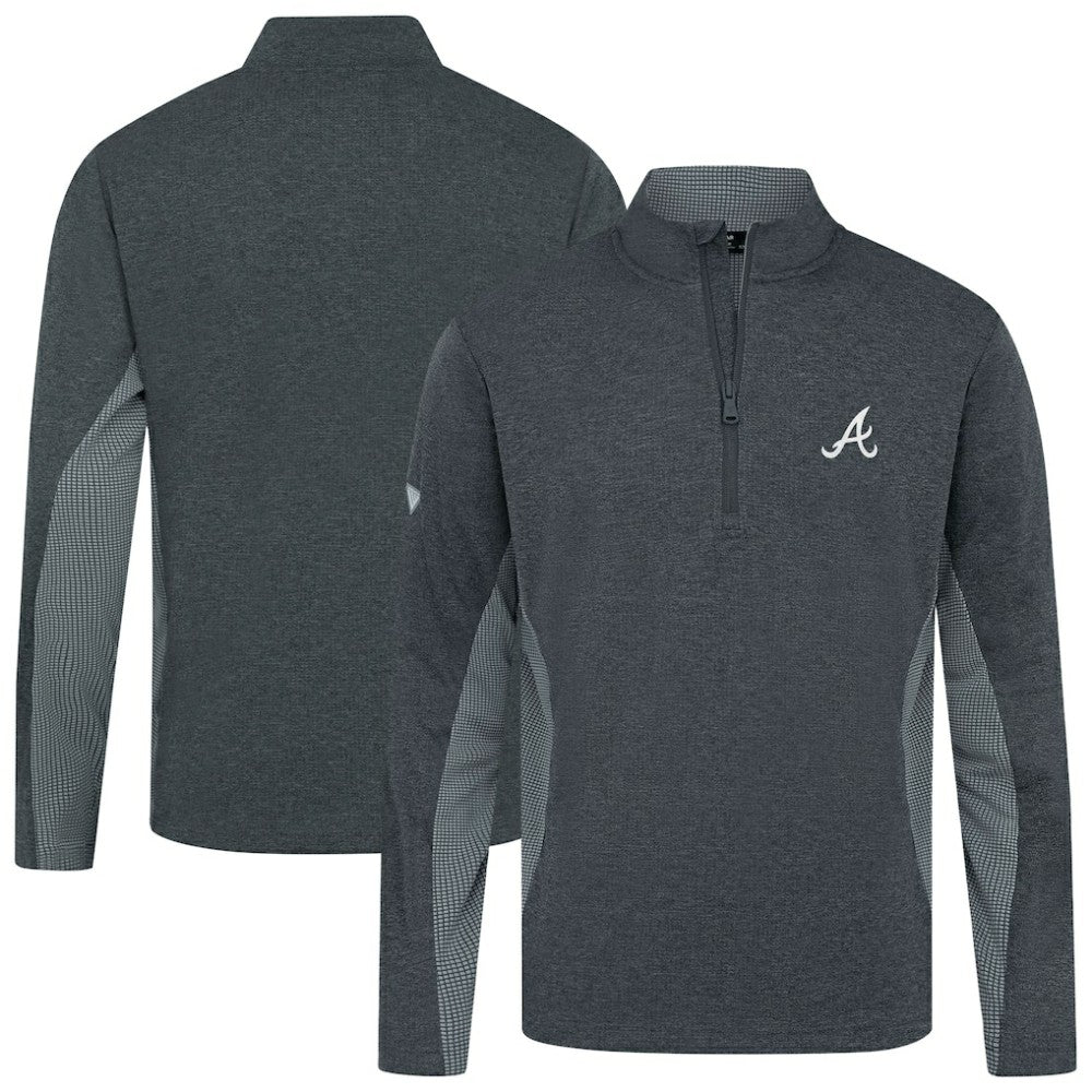 Atlanta Braves Levelwear Waffle Insignia 2.0 Quarter-Zip Pullover - Heather Black Pullover