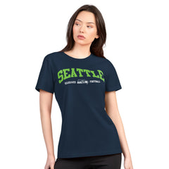 Seattle Seahawks G-III 4Her by Carl Banks Women's Super-Slim Lightweight Winning Crew T-Shirt - Navy T-shirts