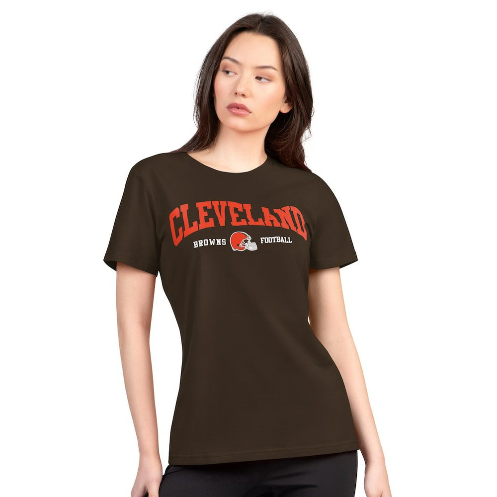 Cleveland Browns G-III 4Her by Carl Banks Women's Super-Slim Lightweight Winning Crew T-Shirt - Brown T-shirts