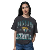Jacksonville Jaguars Starter Women's Oversized Hall of Fame T-Shirt - Heather Black T-shirts