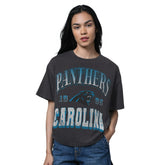 Carolina Panthers Starter Women's Oversized Hall of Fame T-Shirt - Heather Black T-shirts