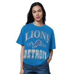 Detroit Lions Starter Women's Oversized Hall of Fame T-Shirt - Heather Blue T-shirts