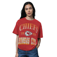 Kansas City Chiefs Starter Women's Oversized Hall of Fame T-Shirt - Heather Red T-shirts