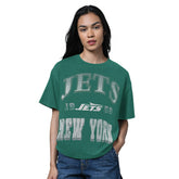 New York Jets Starter Women's Oversized Hall of Fame T-Shirt - Heather Green T-shirts