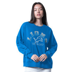 Detroit Lions G-III 4Her by Carl Banks Women's Oversized Feud Sweatshirt - Blue Sweatshirts
