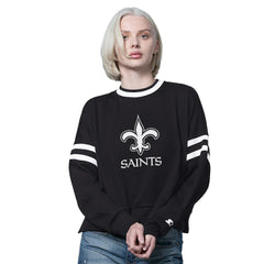 New Orleans Saints Starter Women's Rally Drop Shoulder Cropped Sweatshirt - Black Sweatshirts