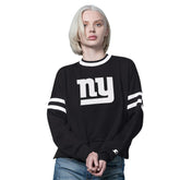 New York Giants Starter Women's Rally Drop Shoulder Cropped Sweatshirt - Black Sweatshirts