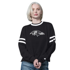 Baltimore Ravens Starter Women's Rally Drop Shoulder Cropped Sweatshirt - Black Sweatshirts