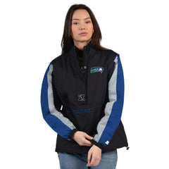Seattle Seahawks Starter Women's Thursday Night Gridiron Half-Zip Jacket - Black/College Navy Jackets