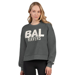 Baltimore Ravens Starter Women's Show Up Cropped Fleece Pullover Sweatshirt - Heather Gray Pullover