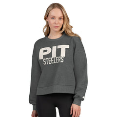 Pittsburgh Steelers Starter Women's Show Up Cropped Fleece Pullover Sweatshirt - Heather Gray Pullover
