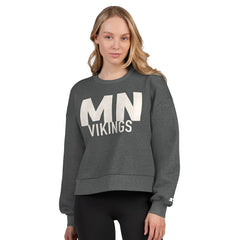 Minnesota Vikings Starter Women's Show Up Cropped Fleece Pullover Sweatshirt - Heather Gray Pullover