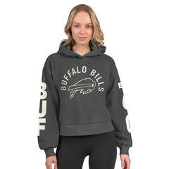 Buffalo Bills Starter Women's Star Player Cropped Fleece Pullover Hoodie - Heather Charcoal Hoodies