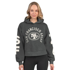 San Francisco 49ers Starter Women's Star Player Cropped Fleece Pullover Hoodie - Heather Charcoal Hoodies