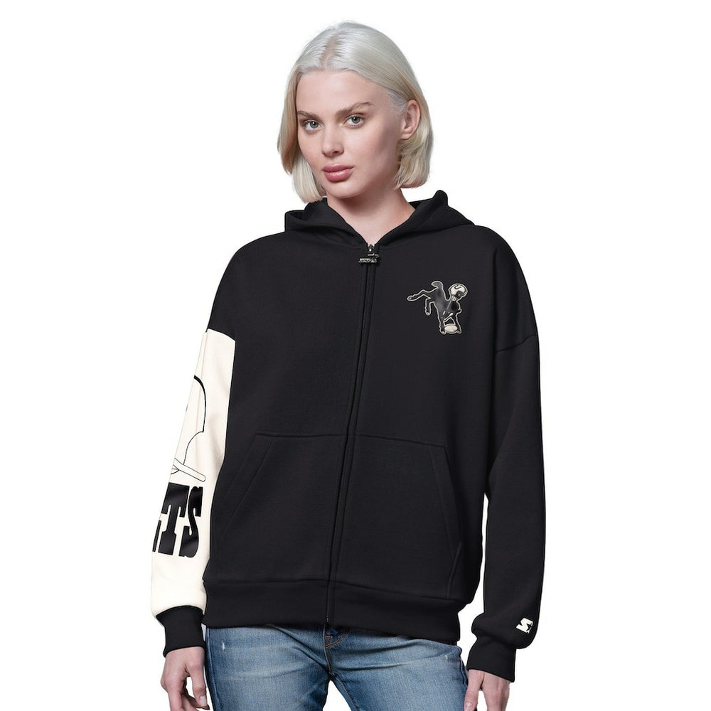 Indianapolis Colts Starter Women's 4th Down Full-Zip Hoodie - Black Hoodies