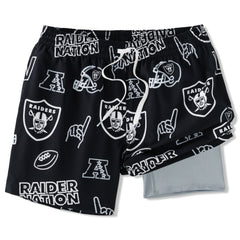 Las Vegas Raiders Chubbies The Neon 5.5" Classic Lined Swim Trunks - Black