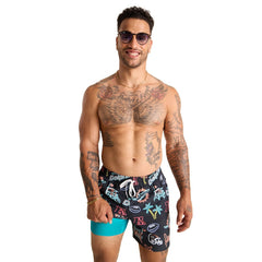 Miami Dolphins Chubbies The Neon 5.5" Classic Lined Swim Trunks - Black