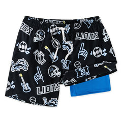 Detroit Lions Chubbies The Neon 5.5" Classic Lined Swim Trunks - Black
