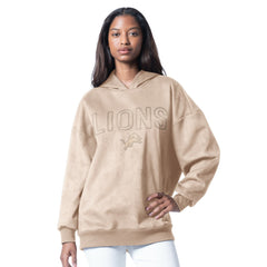 Detroit Lions G-III 4Her by Carl Banks Women's Best Hitter Oversized Tunic Pullover Hoodie - Cream Hoodies