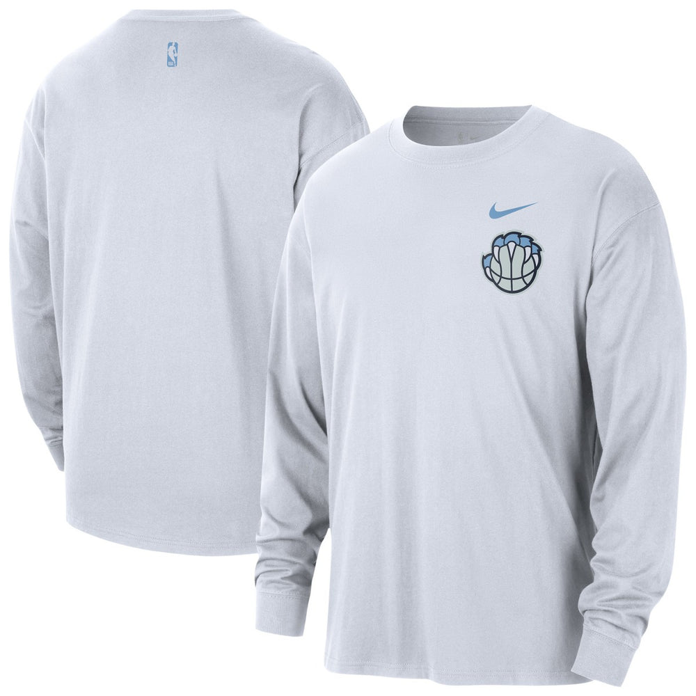 Memphis Grizzlies 2025/26 City Edition Remix Essential Logo Long Sleeve T-Shirt White - Nike