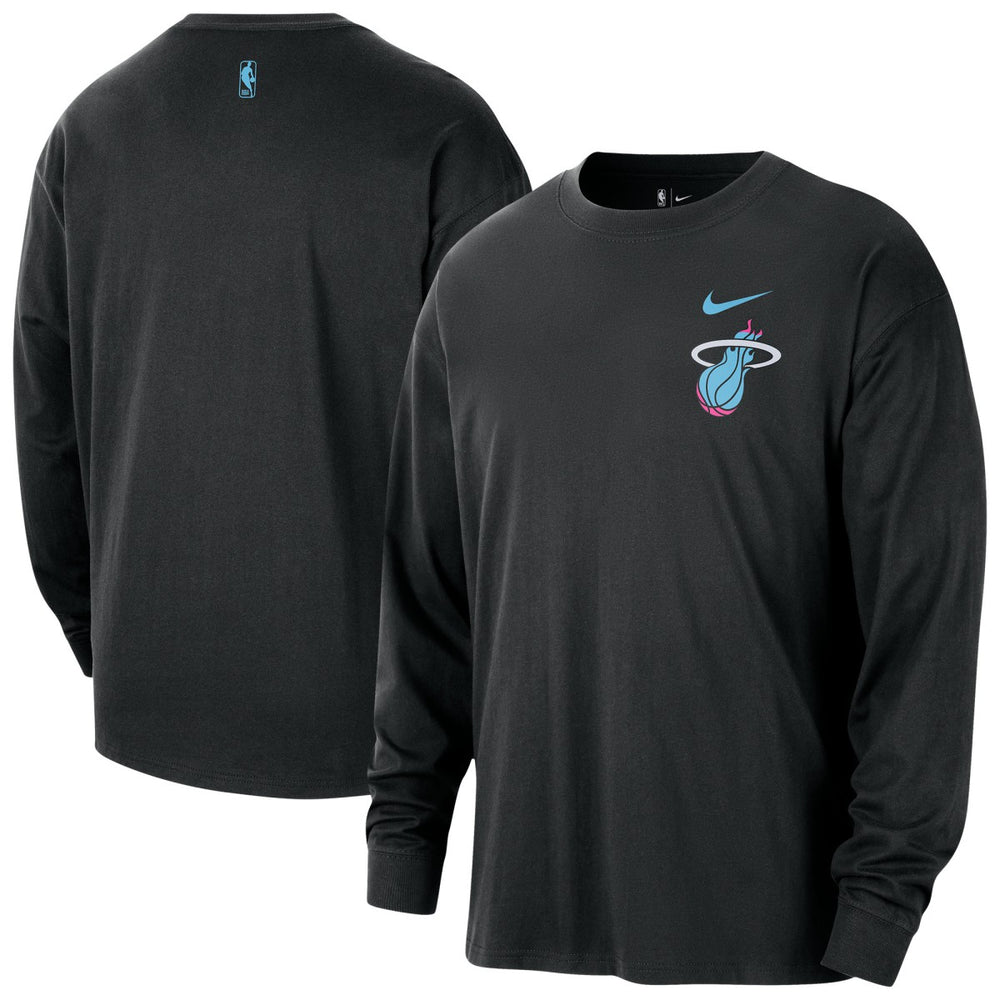 Miami Heat 2025/26 City Edition Remix Essential Logo Long Sleeve T-Shirt Black - Nike
