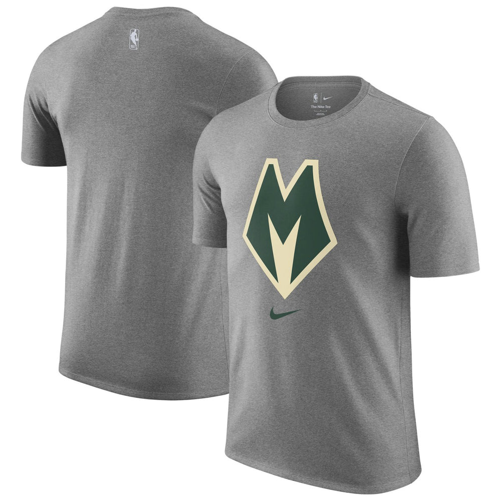 Milwaukee Bucks 2025/26 City Edition Remix Essential Logo T-Shirt Heather Gray - Nike