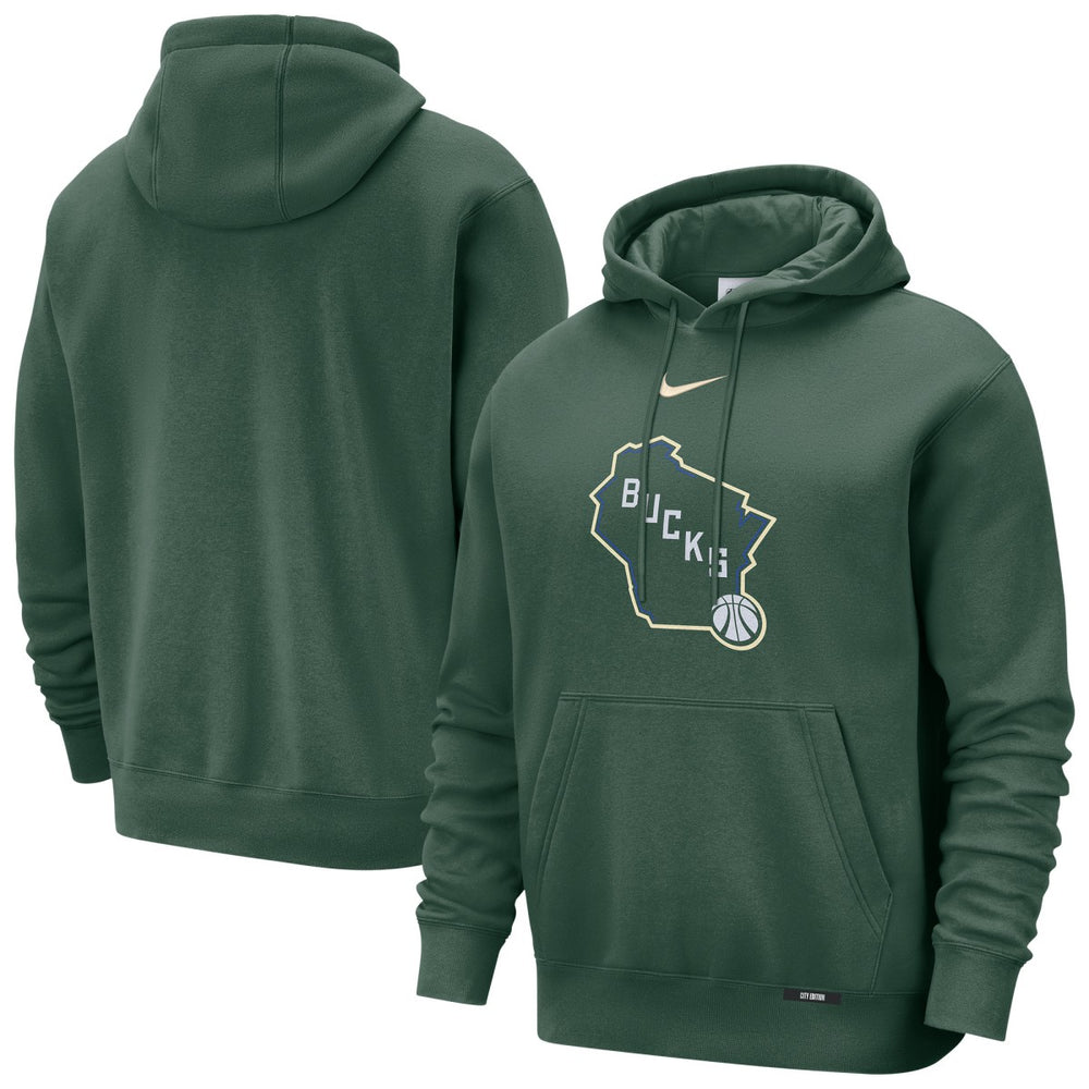 Milwaukee Bucks 2025/26 City Edition Essential Logo Remix Hoodie Hunter Green - Nike outlet