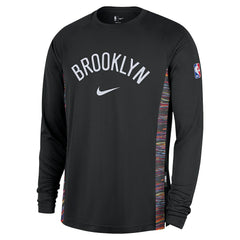 Brooklyn Nets 2025/26 City Edition Authentic Pregame Dri-FIT Long Sleeve Shooting T-Shirt Black - Nike