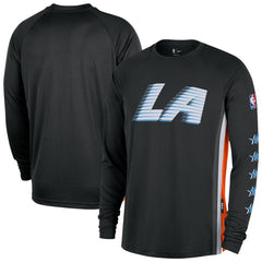 LA Clippers 2025/26 City Edition Authentic Pregame Dri-FIT Long Sleeve Shooting T-Shirt Black - Nike