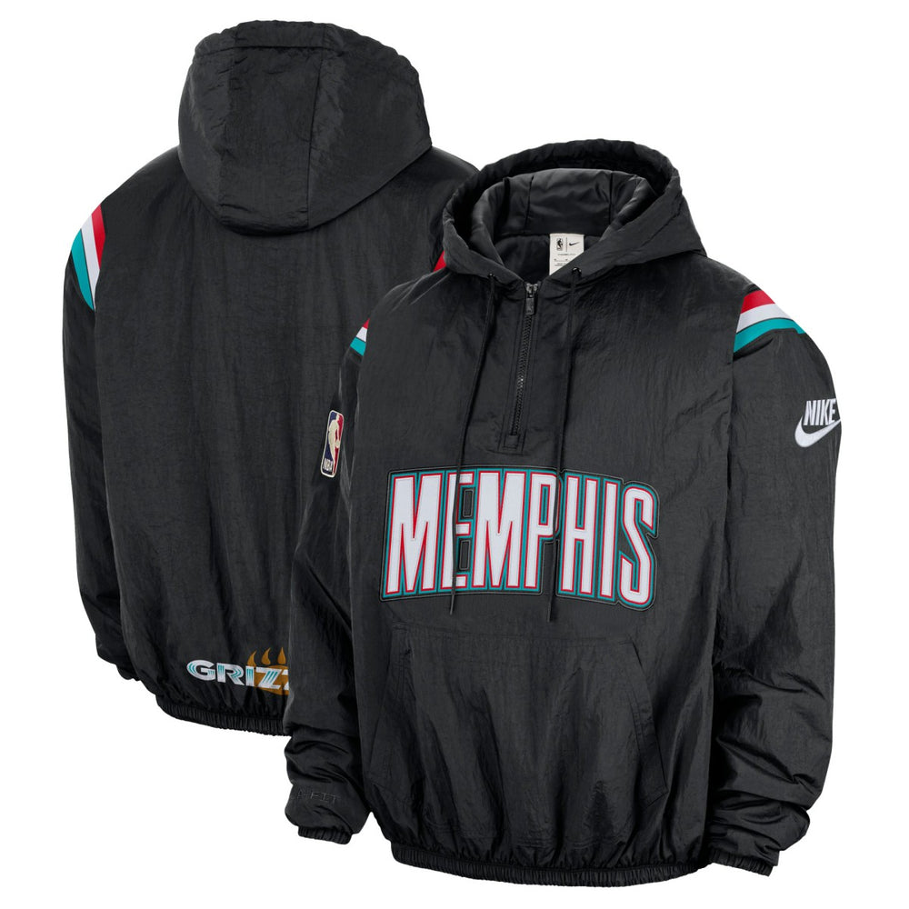 Memphis Grizzlies Hardwood Classics Therma-FIT Half-Zip Hooded Windbreaker Black - Nike
