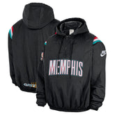 Memphis Grizzlies Hardwood Classics Therma-FIT Half-Zip Hooded Windbreaker Black - Nike