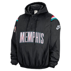 Memphis Grizzlies Hardwood Classics Therma-FIT Half-Zip Hooded Windbreaker Black - Nike