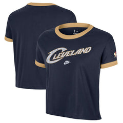 Cleveland Cavaliers Women's Classic Edition Hardwood Classics Essential Vintage Ringer T-Shirt Navy - Nike