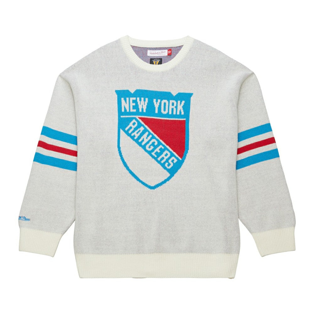 New York Rangers Mitchell & Ness Centennial Retro Logo Sweater - Cream | US 202936278