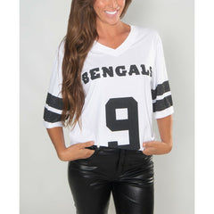 Joe Burrow Cincinnati Bengals Cuce Women's Crystal V-Neck Tunic - White